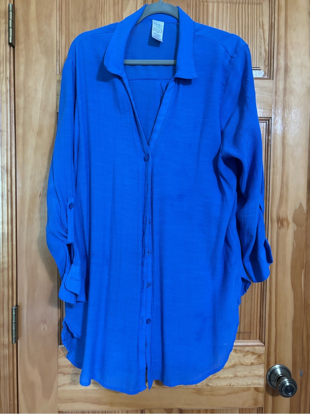 Womens Relaxed Button-Front Shirt - Royal Blue Swim cover-up